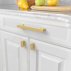 10 Pack Brushed Gold Cabinet Knobs 1.46 Inch(37mm) Single Hole Cabinet Handles Rectangle Dresser Knobs Drawer Knob