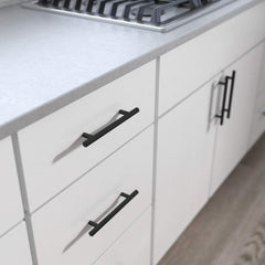 (10-Pack) - Matte Black Cabinet Handles, 5-1/16 Inch Hole Center, Modern Pulls for Drawers, Kitchen Cabinet Door