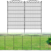 10 Panel No Dig Decorative Garden Fence - 48in H x 22.6 ft L, Tall Animal Barrier for Dogs Rabbits, Rustproof Metal