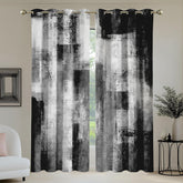 100% Blackout Curtains,Black and Gray Abstract Blackout Curtains 84 Inches Long,Grey Black White Full Room Darkening