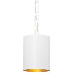 1 Light Matte White + Antique Gold Eclectic Industrial Modern Mini Chandelier - C193-8680-MT-GA