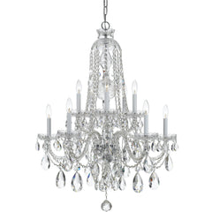 10 Light Polished Chrome Crystal Chandelier Draped In Clear Swarovski Strass Crystal - C193-1110-CH-CL-S