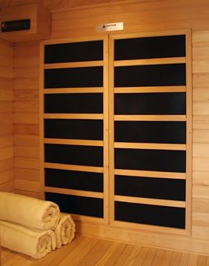 1 Person Infrared Sauna with 5 Carbon Heaters Ergonomic Back Rests EZ Touch Control Panel Recessed Interior Lighting and Sound System with CD player and AUX MP3