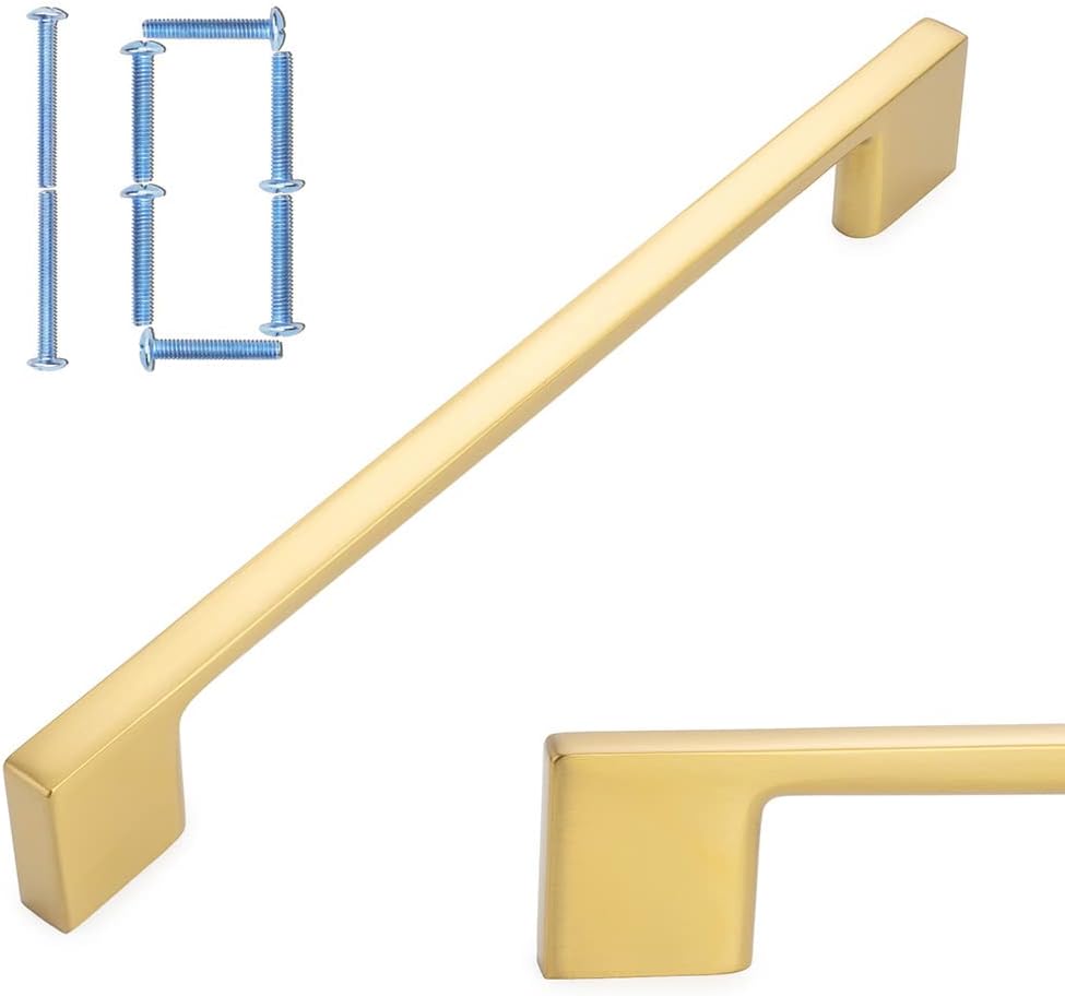 10 Pack 6-1/4 Inch Brushed Gold Kitchen Cabinet Pulls Gold Cabinet Handles Gold Cabinet Hardware Cabinets Drawer P01