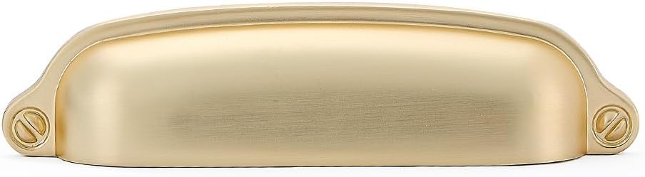 10 Pack Bin Cup Handle Pulls,Vintage Drawer Pulls,Cabinet Hardware,Shell Handle,3.78 Inch Brushed Gold