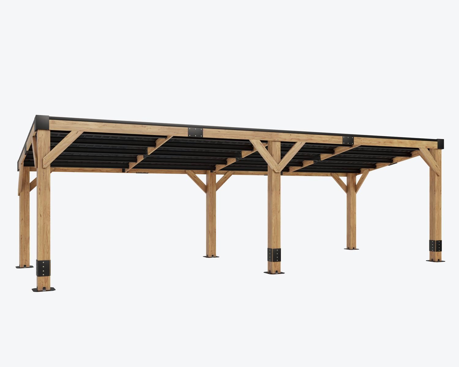 10 x 20 FT Spruce Wood Hardtop Gazebo with Sloped Galvanized Steel Roof