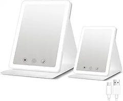 (2 Pack) 2026 Rechargeable Travel Makeup Vanity Mirror with 72 Led Lights,Portable Lighted Beauty Mirror,3 Color