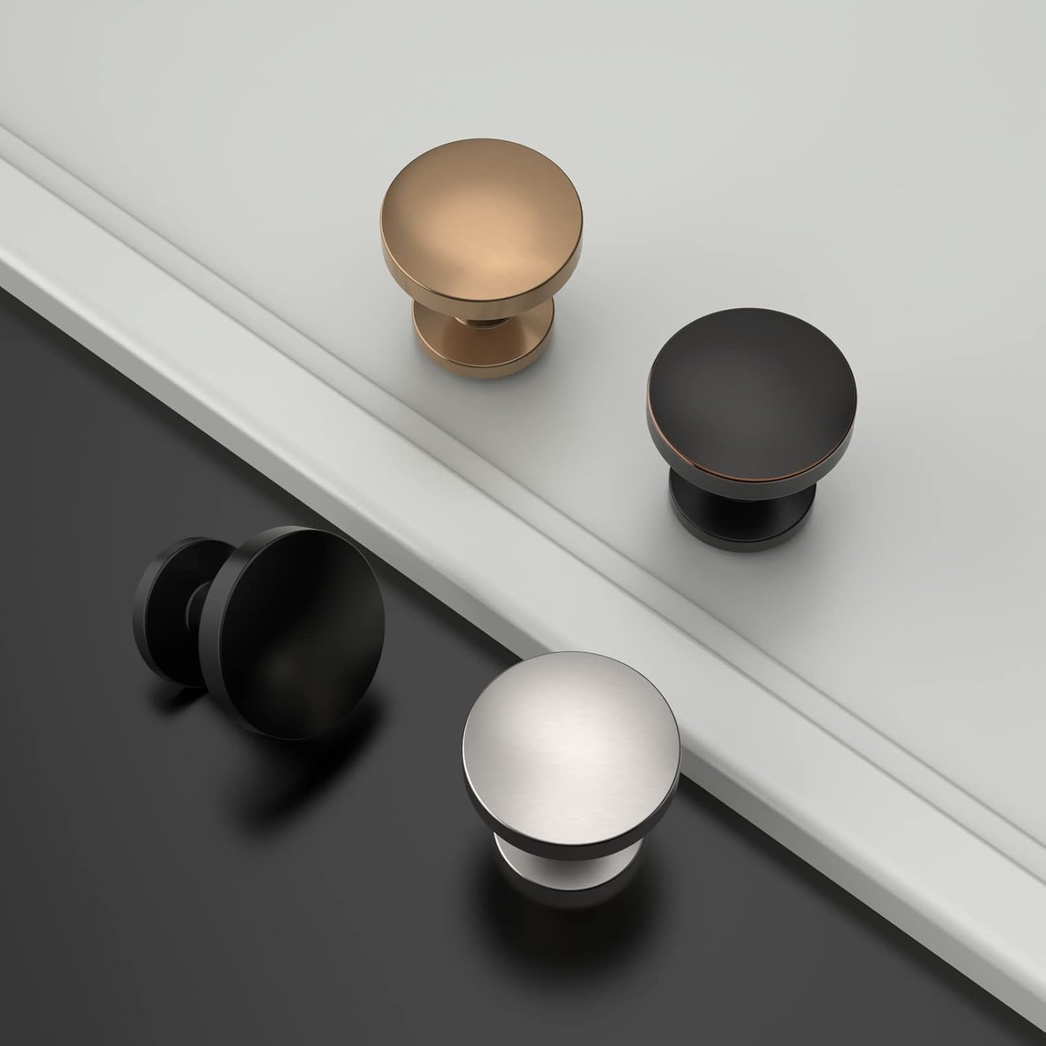 10 Pack Brushed Satin Nickel Cabinet Knobs 1.2 Inch(30mm) Single Hole Cabinet Handles Round Dresser Knobs Drawer Knob