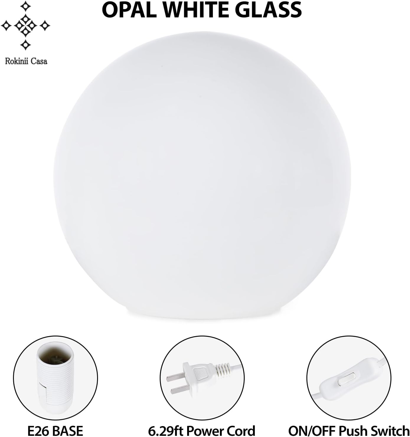 10 Inch Ball Table Lamp with Glass Shade, Ball Light Bookshelf Lamp and Bedroom Bookshelf Reading Decoration