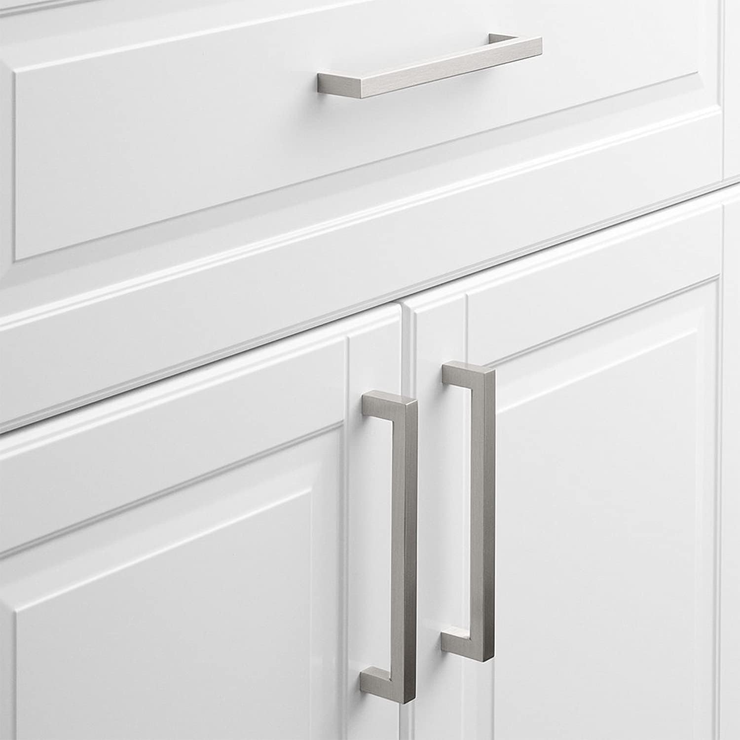 10 Pack 5 Inch Brushed Nickel Cabinet Pulls Cabinet Handles Square Door Handles Modern Dresser Drawer Stainless Steel