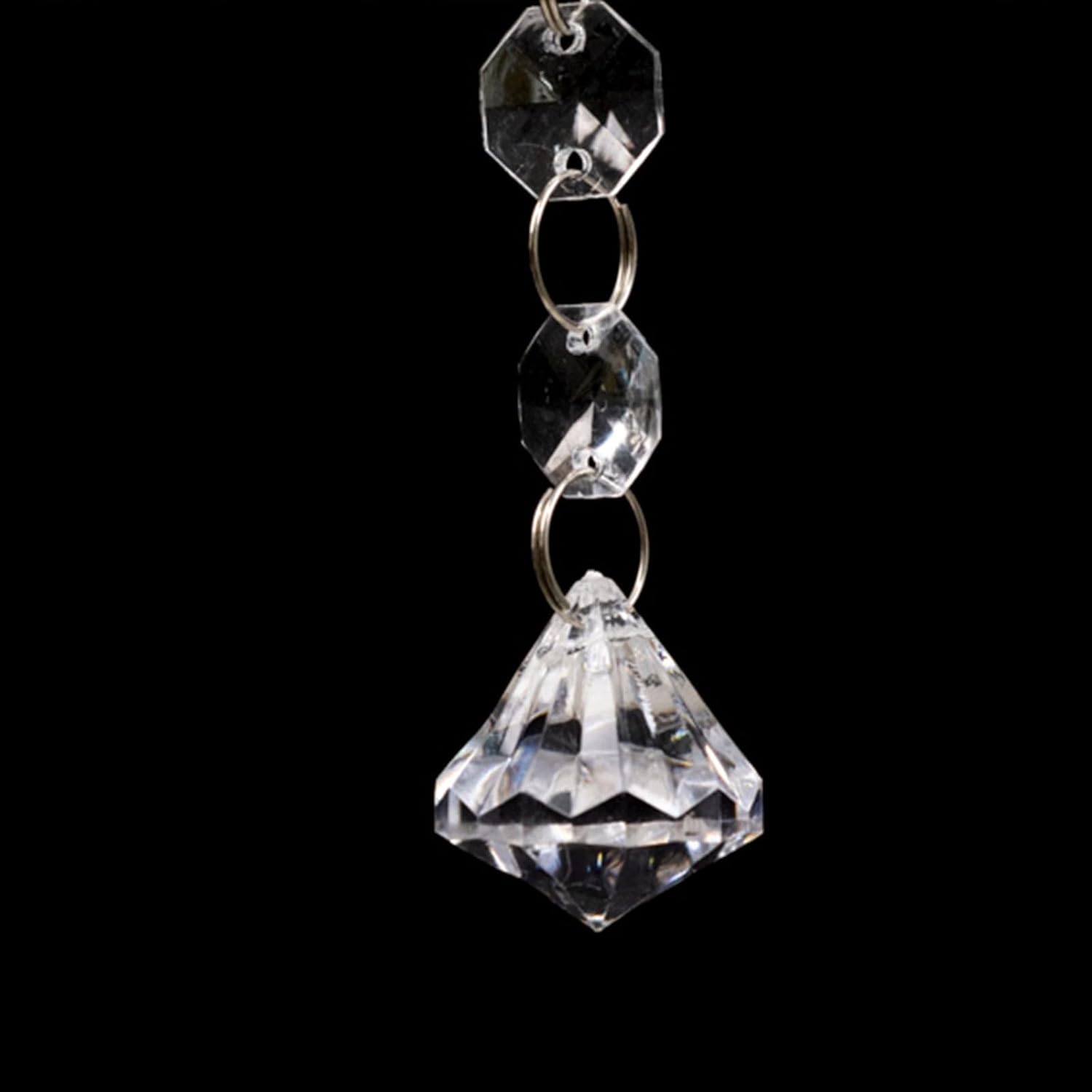 10 Pack 2ft Octagon Acrylic Crystal Beaded Garland Strands with Diamond Prism Pendant - 24" Hanging Chandelier Beads
