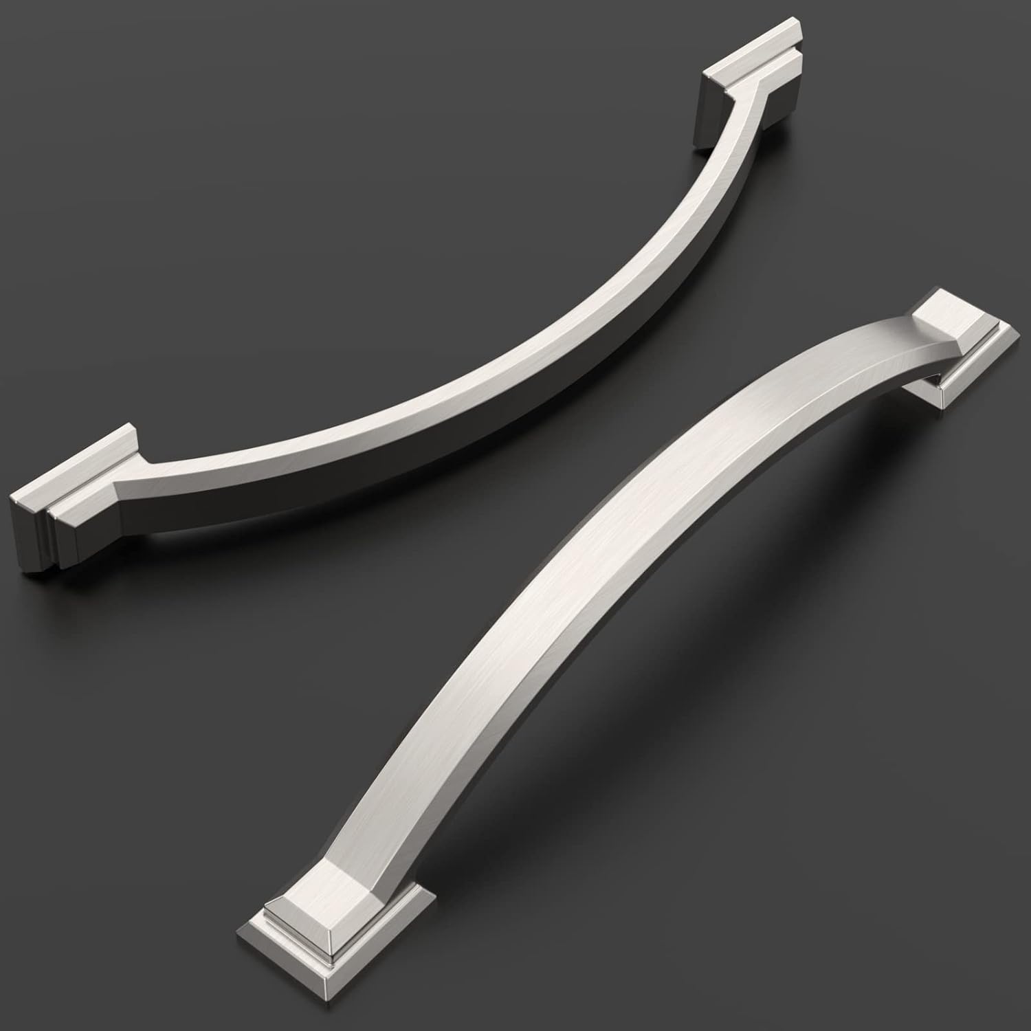 10 Pack Brushed Satin Nickel Cabinet Pulls 5 Inch(128mm) Hole Centers, Handles Hardware, Arch Cabinet Handles Drawer
