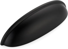 10 Pack 5" Matte Black Cup Drawer Pulls, Kitchen Cabinet Handles, 5 Inch (128 mm) Hole Center