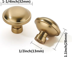 10 Pack 1-1/4 inch Brushed Brass Cabinet Knobs - Brushed Gold Drawer Knobs and Dresser Drawers