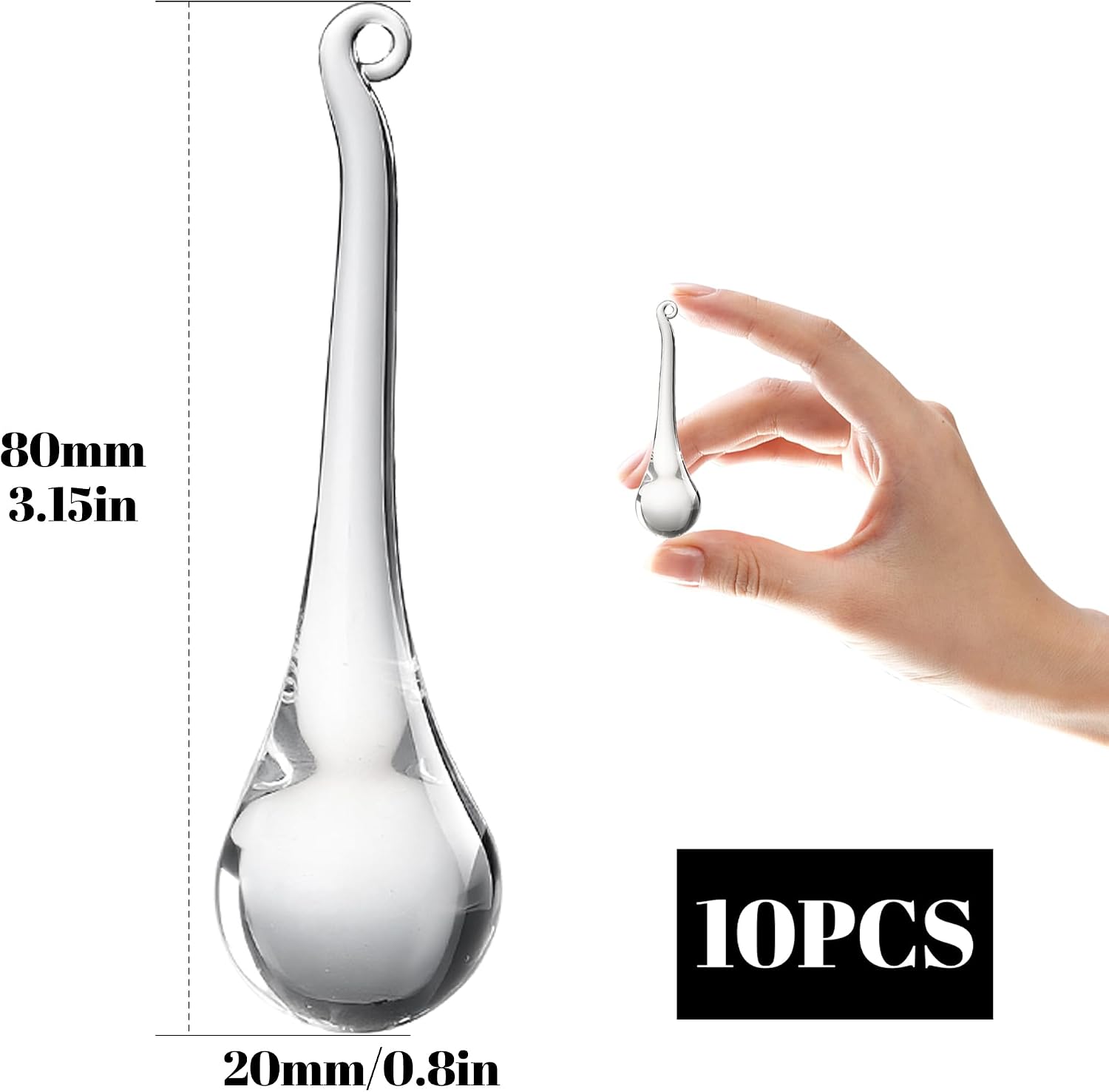 10 Pcs Crystal Teardrop Prism Suncatcher Christmas Tree Hanging Decor - Clear Crystal Teardrop Prism Suncatcher