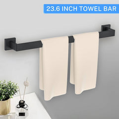10-Piece Matte Black Bathroom Hardware Accessories Set Black Towel Bar Set Towel Holder Set Stainless Steel