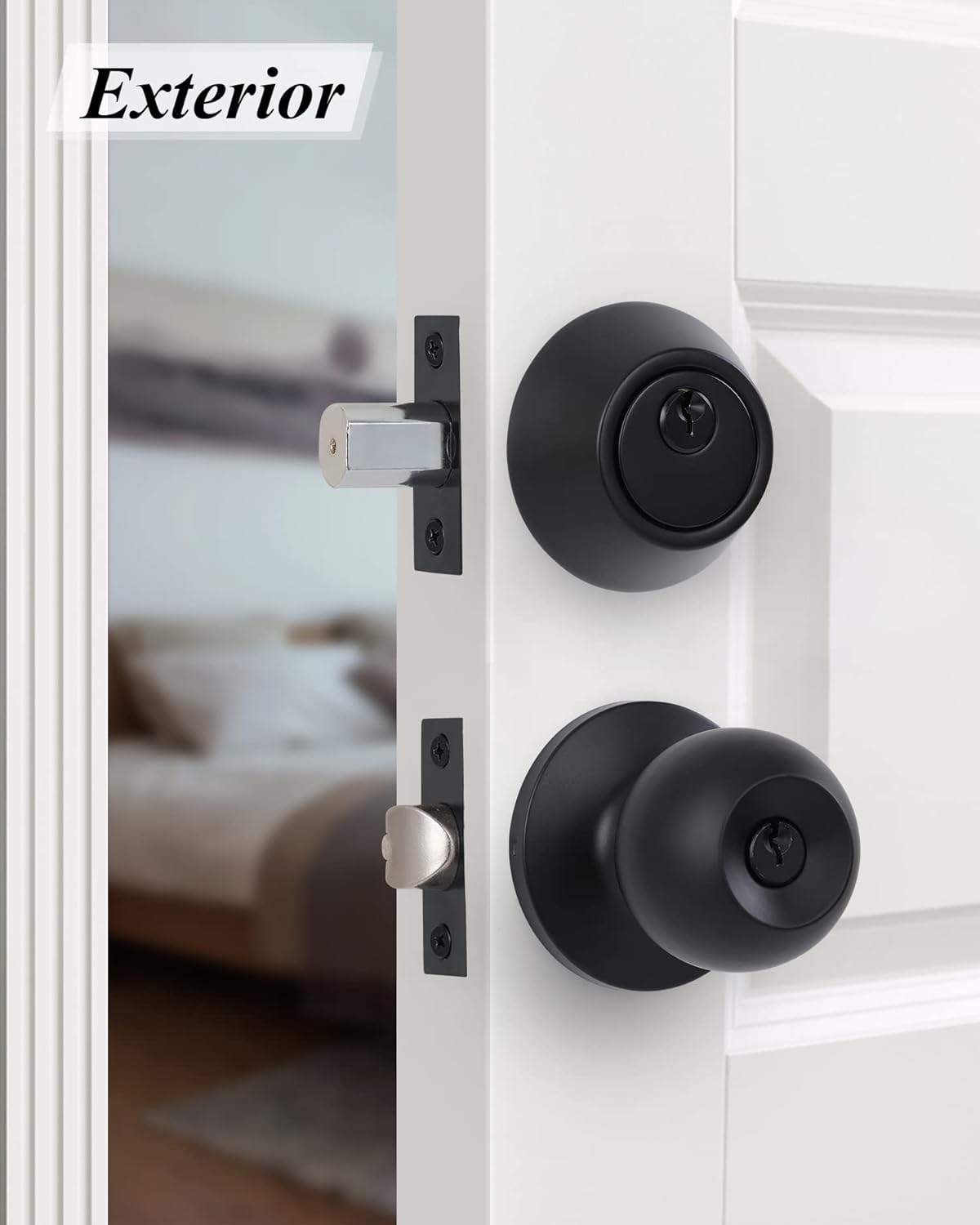 (2 Sets) All Keyed Same Entry Knobs&Single Cylinder Deadbolt Front Doors - Door Knob