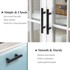 (5 Pack 2-1/2 inch Center-to-Center Black Bar Cabinet Pulls, 2 1/2 inch Drawer Pulls, Modern Cabinet Hardware Kitchen
