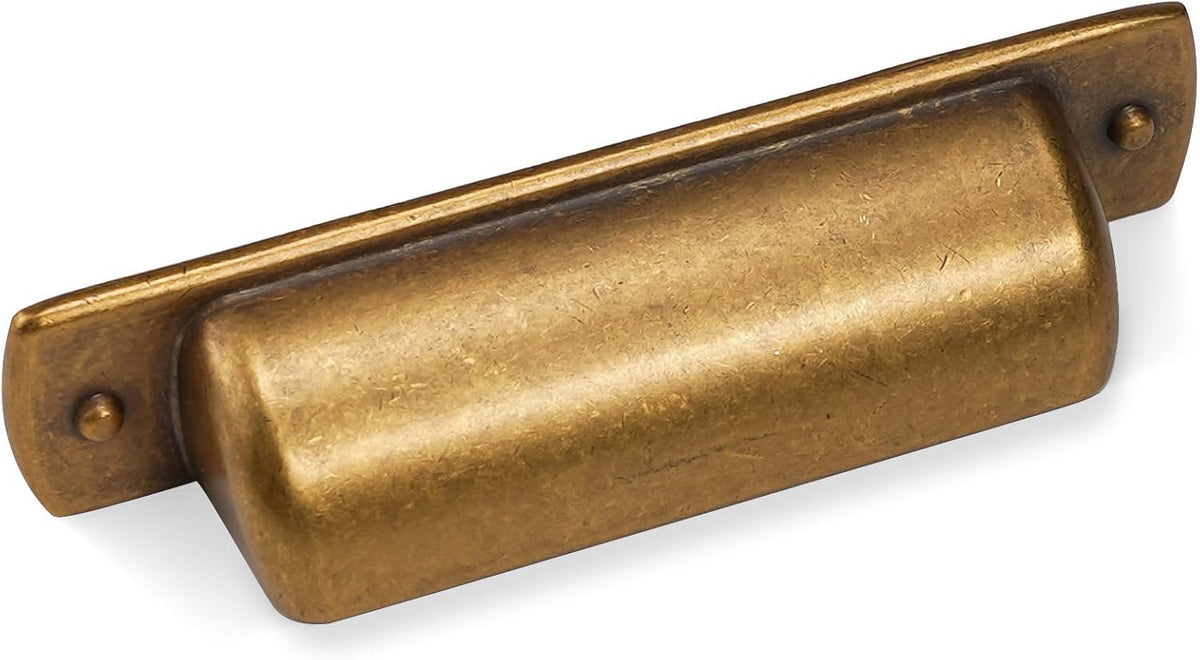 10 Pack 2.5 inch(64mm) Antique Brass Kitchen Cabinet Handles Cabinet Cup Pulls Vintage Drawer Cup Pulls Aged Gold