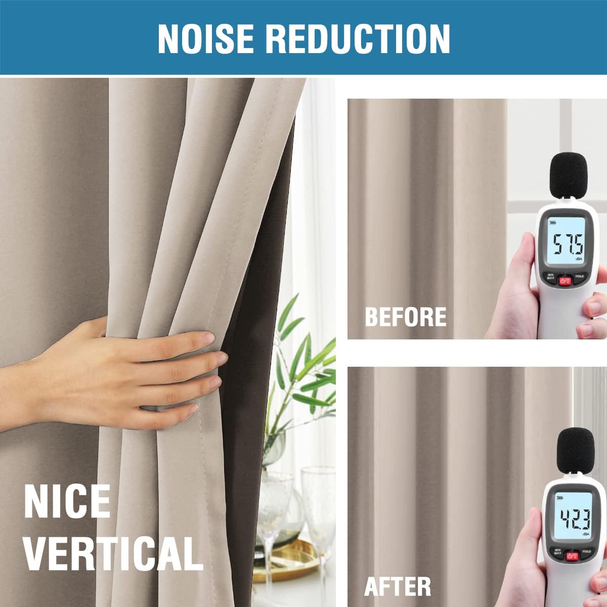 100% Blackout Curtains for Bedroom with Black Liner Full Room Darkening Curtains Thermal Insulated Back