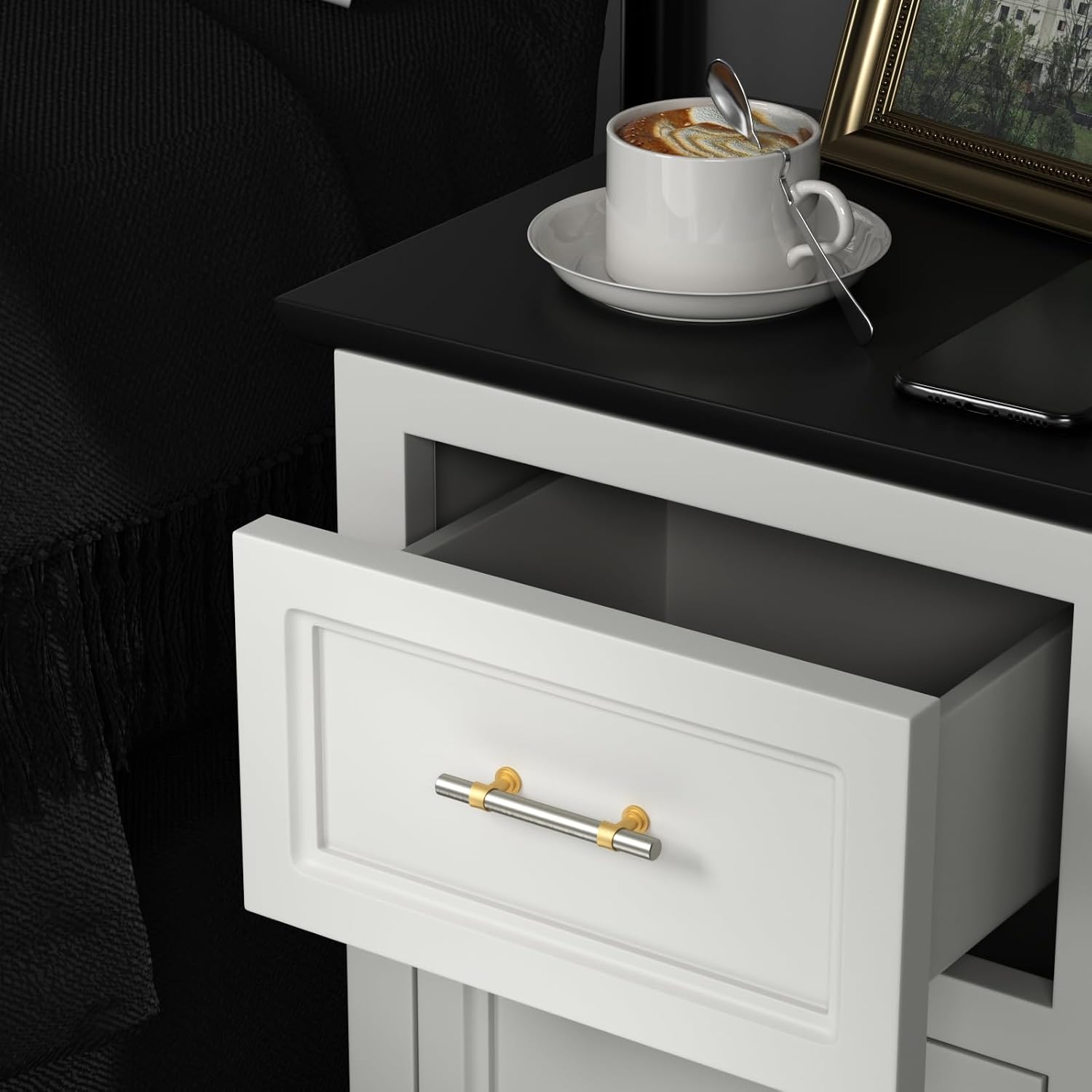 10 Pack 5 Inch Brushed Nickel and Gold Cabinet Pulls Silver Cabinet Handles Brushed Nickel Handles for Cabinets Modern