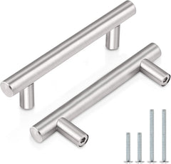 (30 Pack 3 Inch Hole Centers Kitchen Cabinet Handles Euro T Bar Cabinet Pulls Stainless Steel Kitchen Drawer Handles