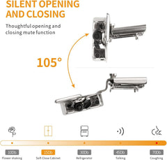 10 Pack 1-1/4" 4D Overlay Soft Close Concealed Hinges for Face Frame Door, Control Closing Speed, Smooth Slow Self