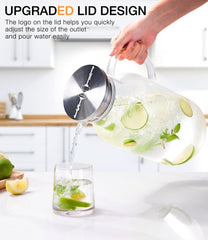 1 Gallon Glass Pitcher with Lid and Spout, 128oz Water Pitcher with Handle for Fridge, Large Iced Tea Jug