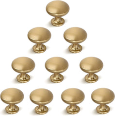 10 Pack Solid Drawer Knob Warm Gold Kitchen Cabinet Knob Champagne Bronze,Euro Style Dresser Knob Antique Brass