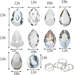 10 Pack Crystal Sun Catcher Prisms, Chandelier Crystals Pendant Replacement - Clear Suncatchers for Window Hanging