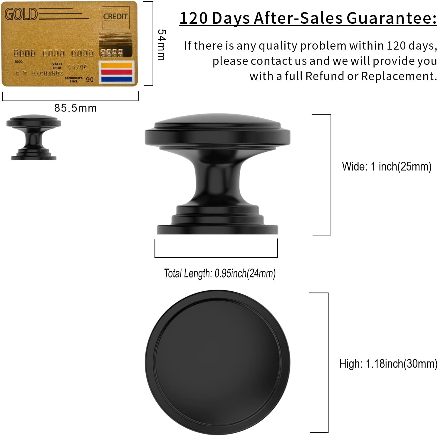 10 Pack 1-1/4 inch Kitchen Cabinet Knobs Matte Black Cabinet Knobs Bedroom Dresser Drawer Knobs Single Hole Cabinet