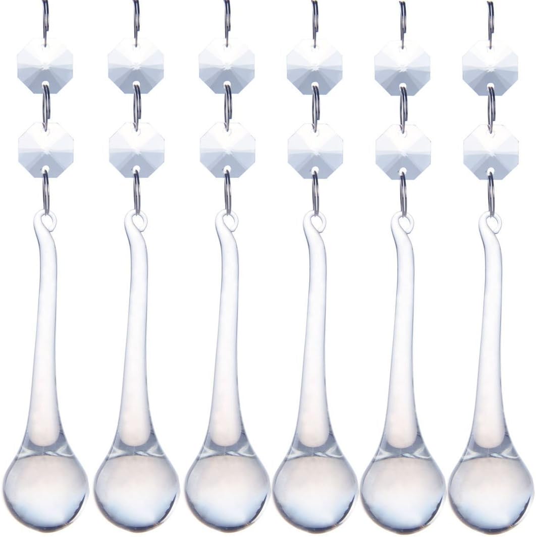 10 Pcs 5.3 Inch Crystal Raindrop Octagon Beads Chandelier Lamp Pendants - Crystal Raindrop Pendants with Octagon