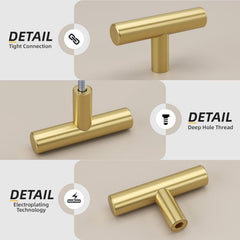 10 Pack Gold Cabinet Knobs Brushed Brass Drawer Knobs Gold Dresser Hardware - LS201GD Single Hole Handles Doors Closet