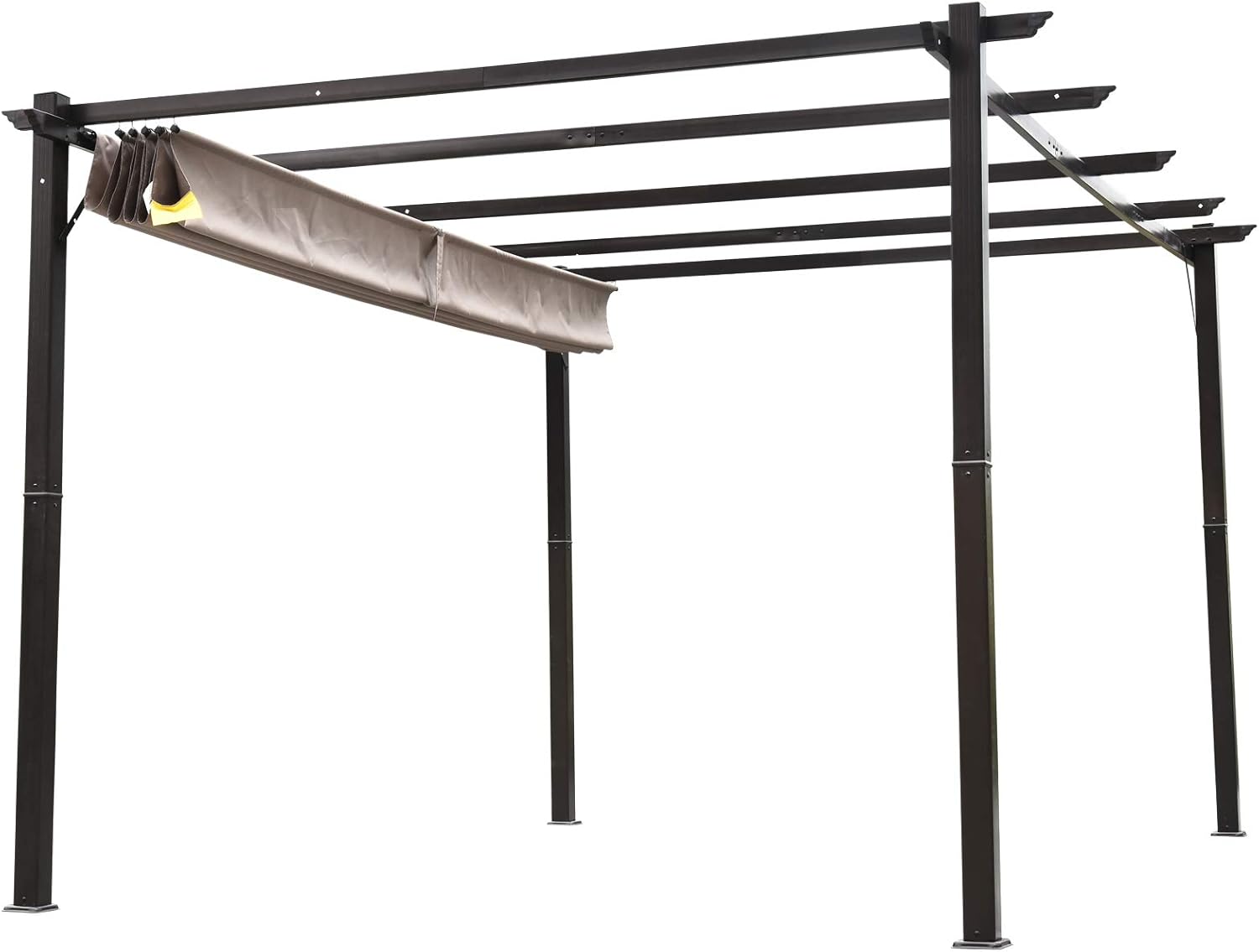 10' x 13' Aluminum Patio Pergola with Retractable Pergola Canopy, Backyard Shade Shelter for Porch, Outdoor Party