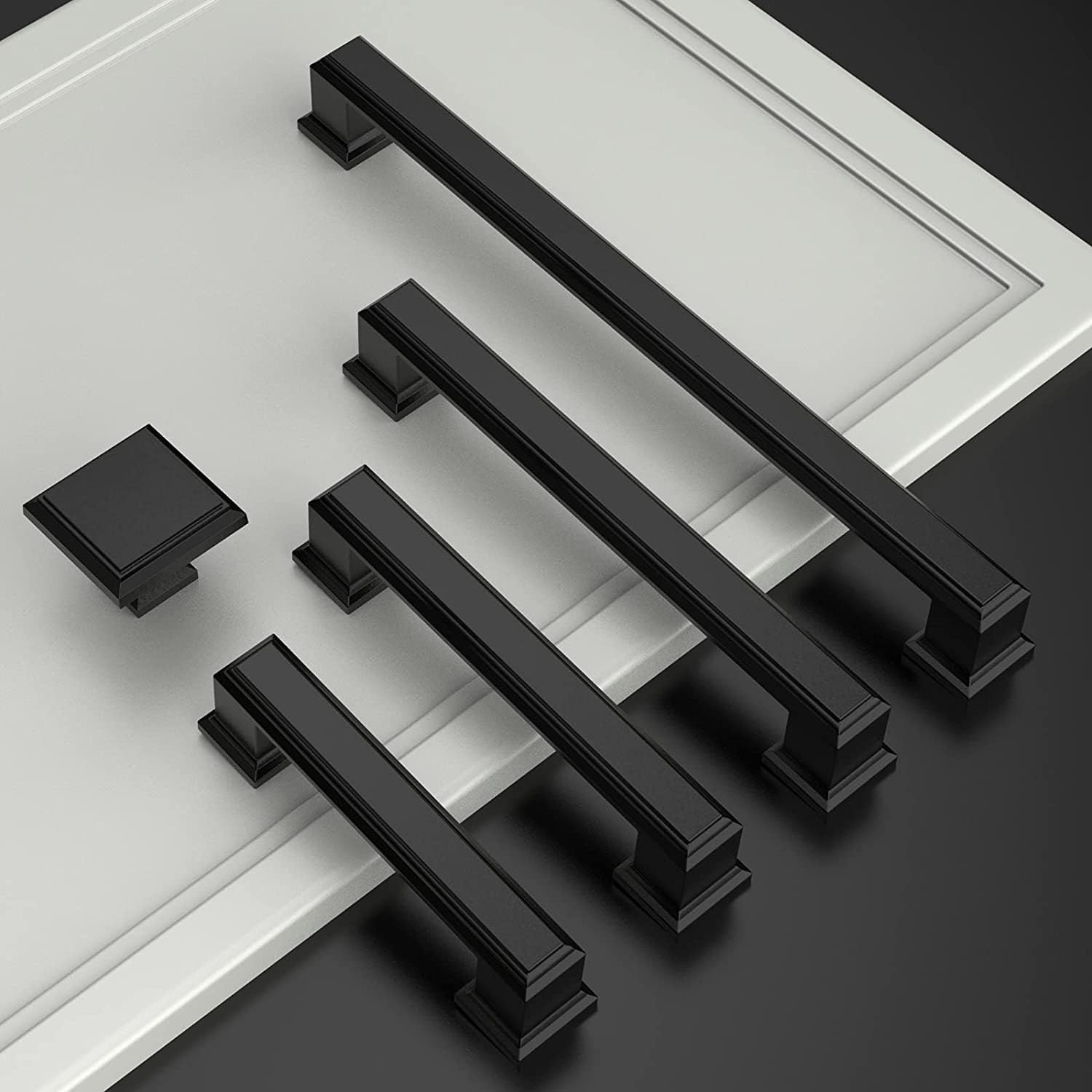 10 Pack Matte Black 5 Inch(128mm) Hole Centers Kitchen Cabinet Pulls Cabinet Hardware Kitchen Handles for Cabinets