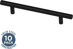 (10-Pack) - Matte Black Cabinet Handles, 5-1/16 Inch Hole Center, Modern Pulls for Drawers, Kitchen Cabinet Door