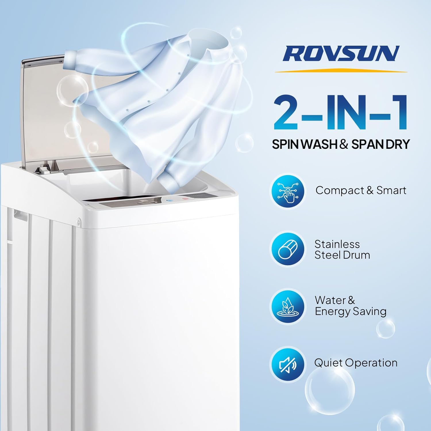 1.8CuFt Portable Clothes Dryer and 17.8LBS Full-Automatic Washing Machine Set, Compact Laundry Washer and Dryer Combo