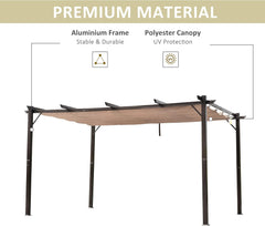 10' x 13' Aluminum Patio Pergola with Retractable Pergola Canopy, Backyard Shade Shelter for Porch, Outdoor Party