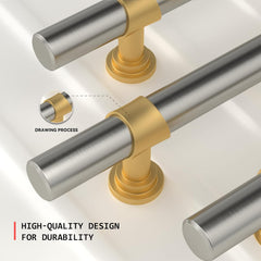 10 Pack 5 Inch Brushed Nickel and Gold Cabinet Pulls Silver Cabinet Handles Brushed Nickel Handles for Cabinets Modern