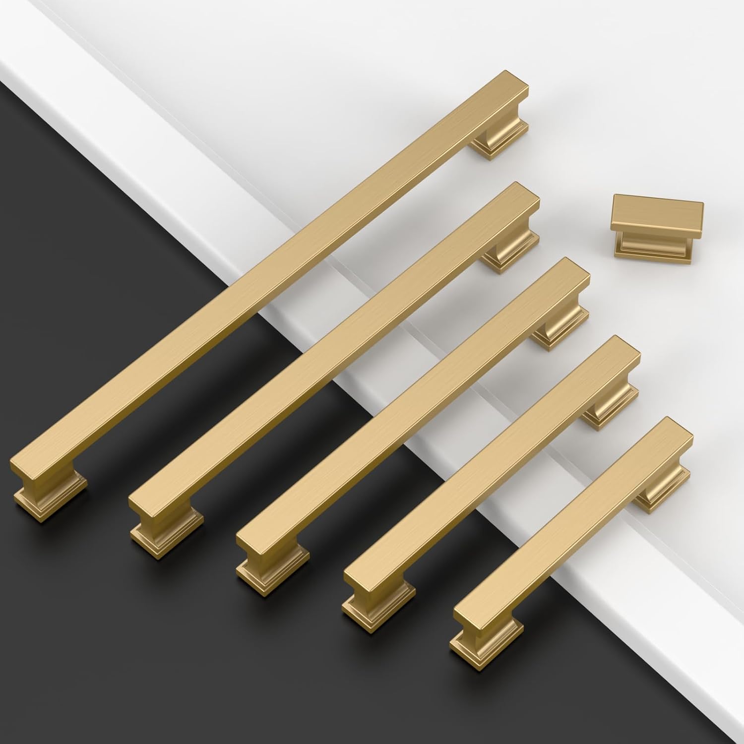 10 Pack Champagne Bronze Cabinet Pulls 5 Inch(128mm) Hole Center Kitchen Cabient Hardware Brushed Brass Cabinet Handles