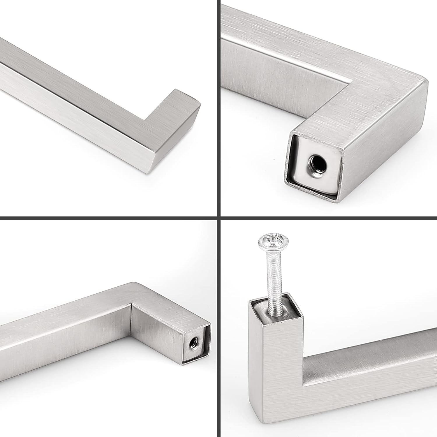 (10 Pack) 5 inch Holes Centers Square Kitchen Cabinet Handles Stainless Steel Cabinet Drawer Handles Brushed Nickel
