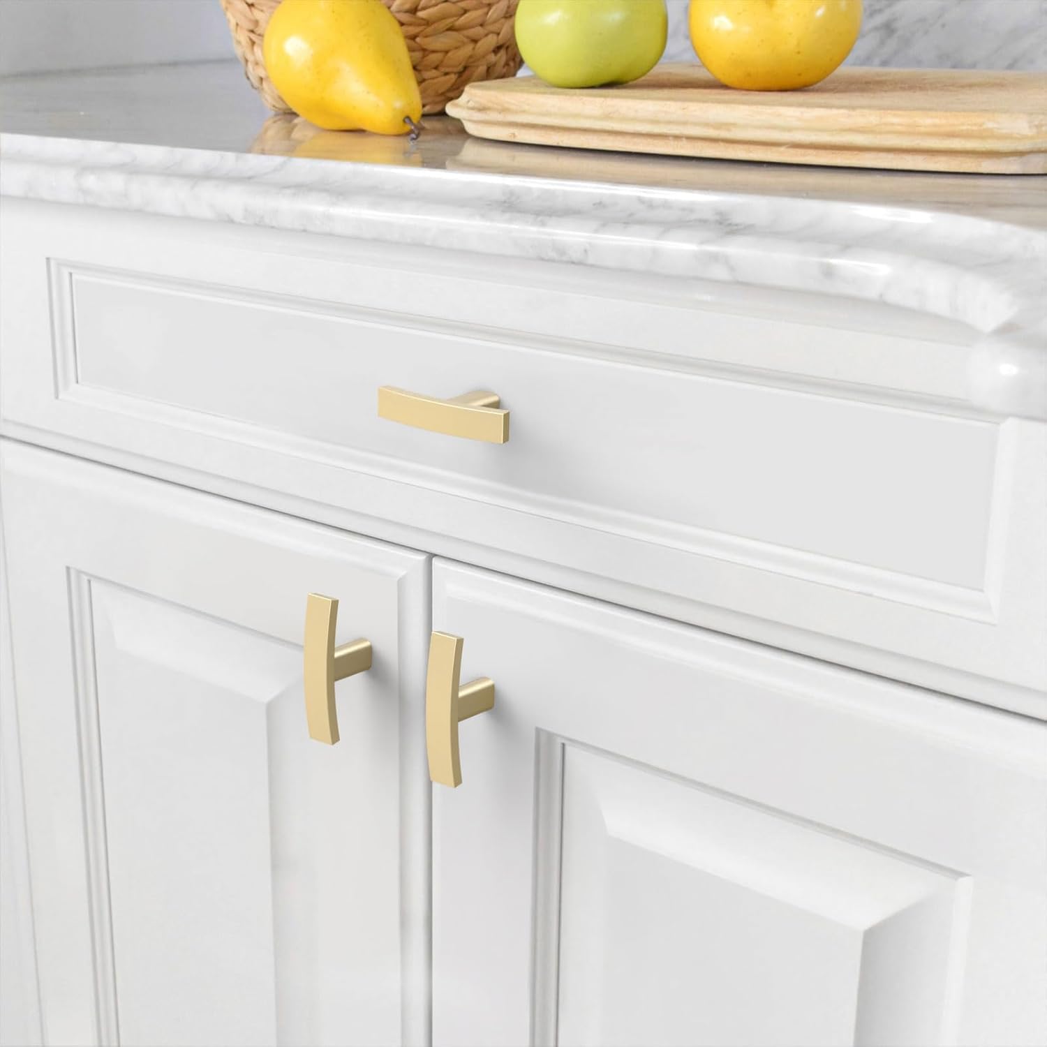 10 Pack Brushed Gold Cabinet Knobs Single Hole Cabinet Handles 2 Inch Solid Zinc Alloy Cupboard Drawer Knobs Kitchen