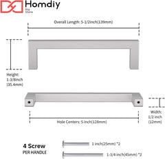 10 Pack 5 Inch Brushed Nickel Cabinet Pulls Cabinet Handles Square Door Handles Modern Dresser Drawer Stainless Steel