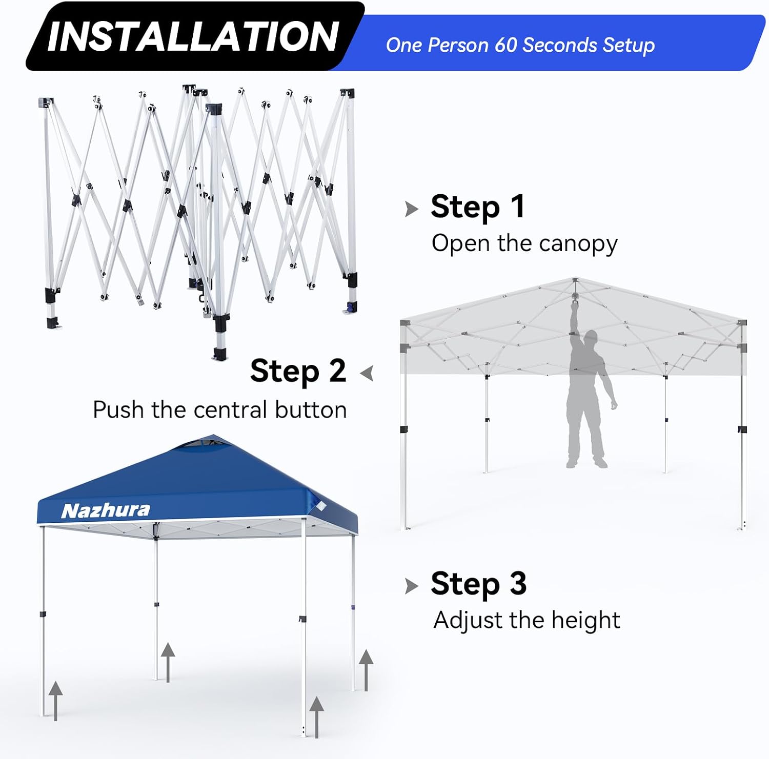 10' x 10' Pop Up Canopy Tent with Sand Weight Bag, Freestanding Sun Shelter for Picnic and Camping