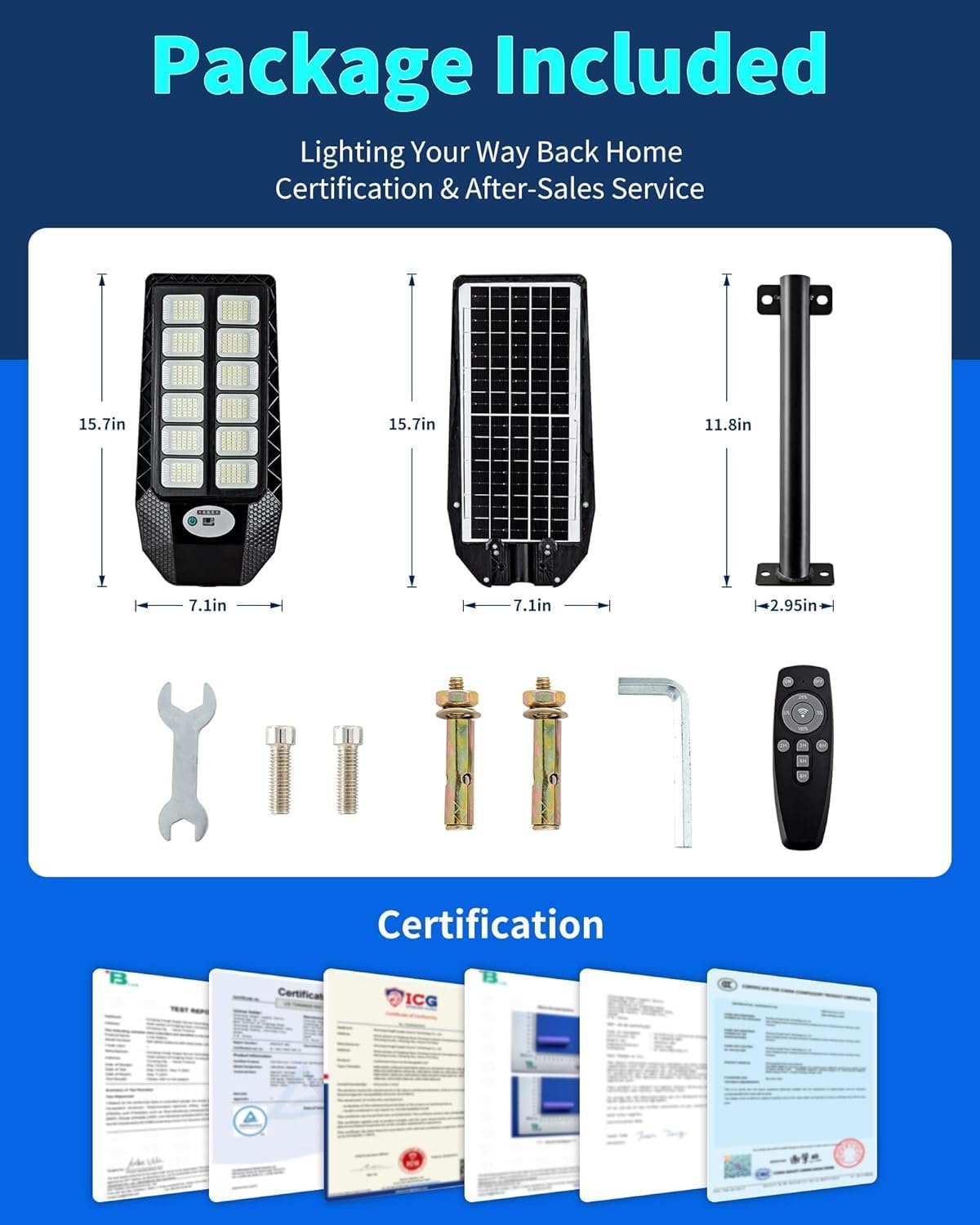 1-Pack 5000W Solar Powered Outdoor Motion Sensor Street Light | IP66 Waterproof 6500K Dusk to Dawn 20000 Lumens LED