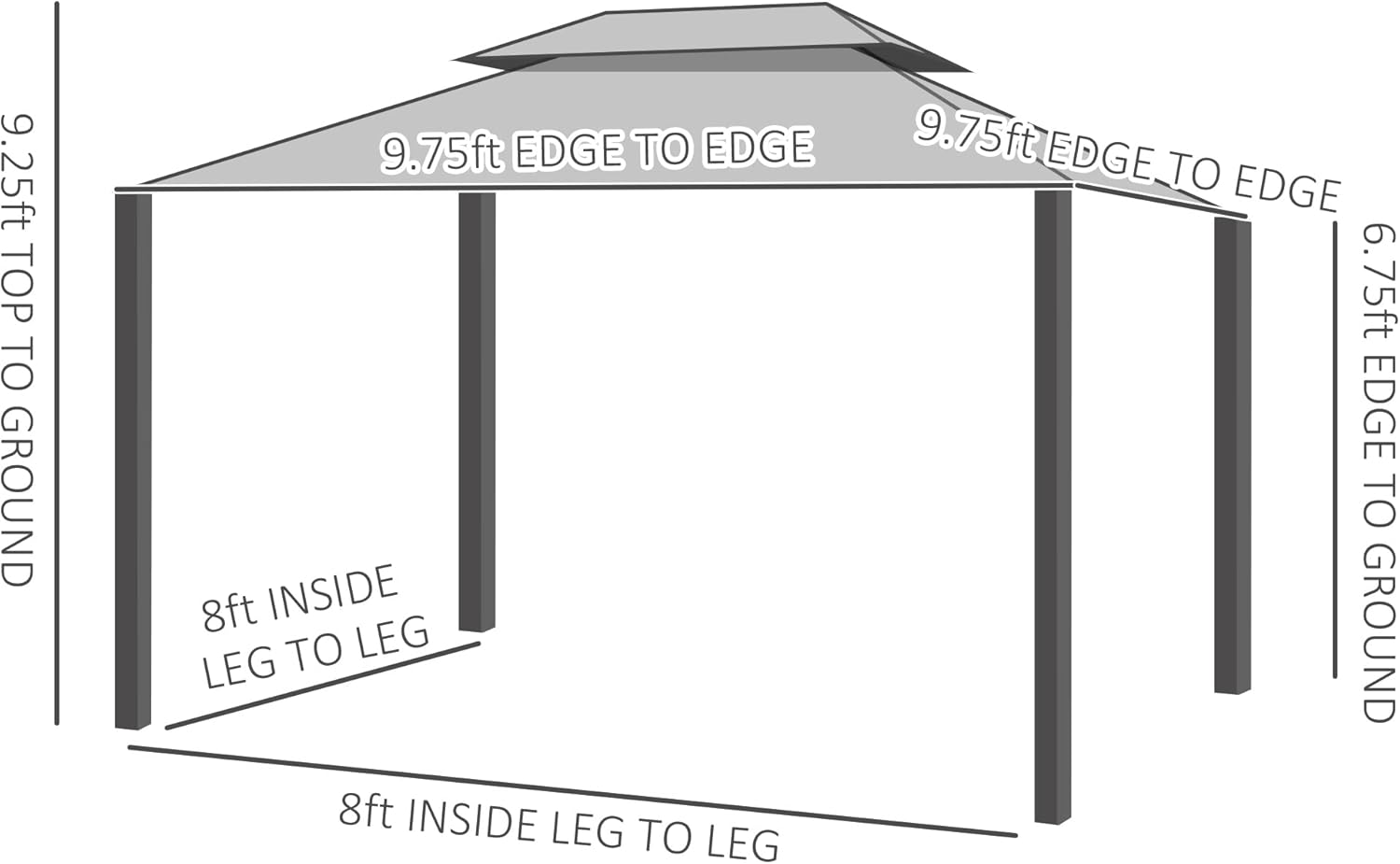 10' x 10' Hardtop Gazebo Canopy with Polycarbonate Roof, Aluminum Frame