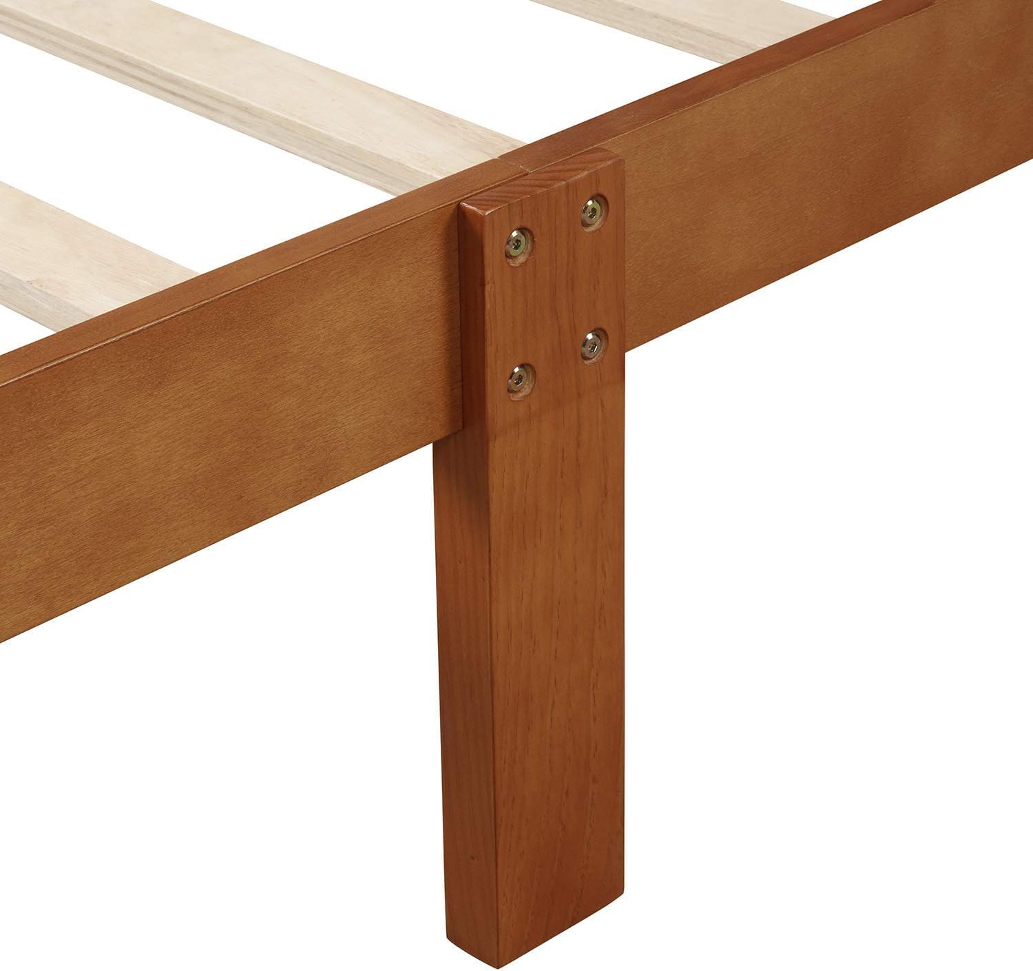 & Bright Designs Solid Oak Wood Twin Bed Frame for Kids,Naturalista Kids Twin Platform Bed Frame with