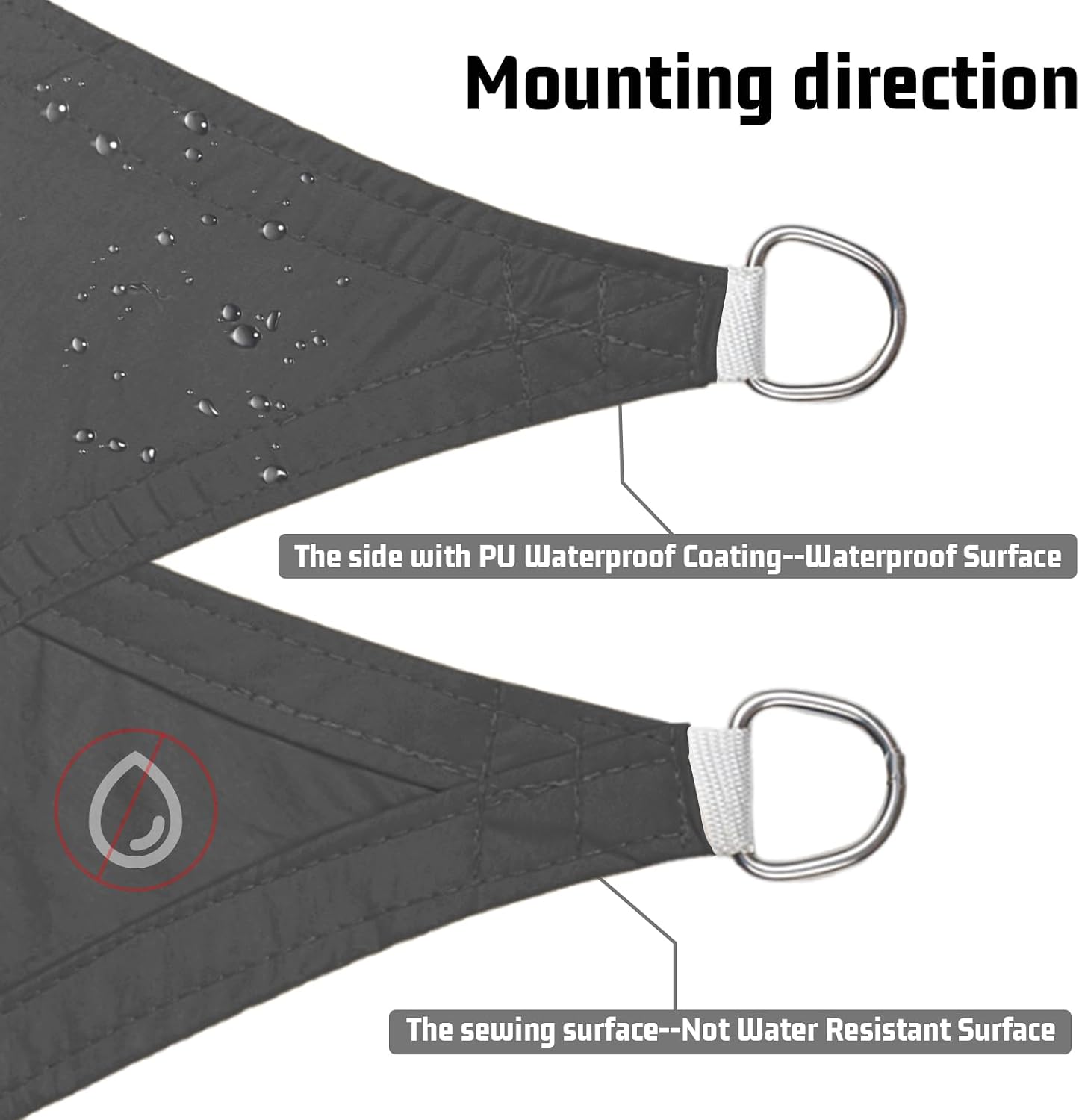 10' x 13' Waterproof Sun Shade Sail for Outdoor Patio, Dark Grey | 160GSM PES, 98% UV Block, Rectangle Sunshade