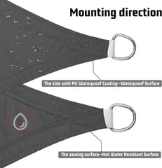 10' x 13' Waterproof Sun Shade Sail for Outdoor Patio, Dark Grey | 160GSM PES, 98% UV Block, Rectangle Sunshade
