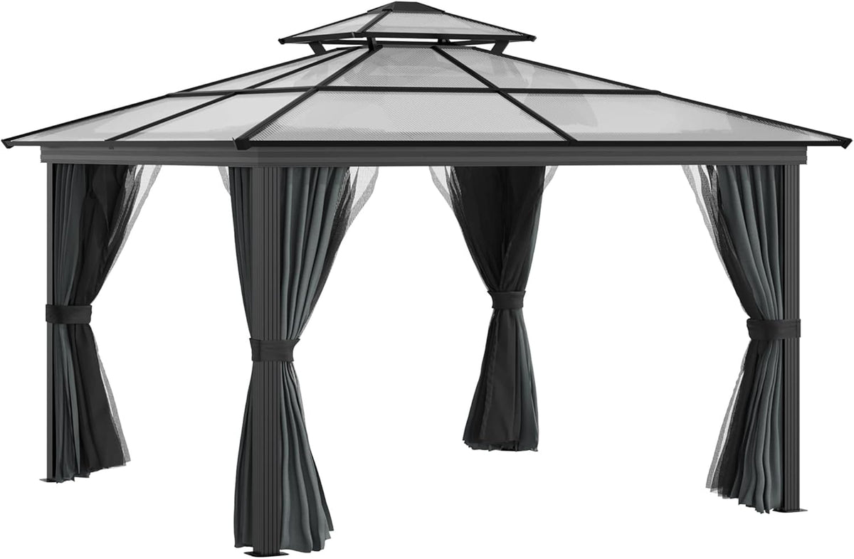 10' x 10' Hardtop Gazebo Canopy with Polycarbonate Roof, Aluminum Frame